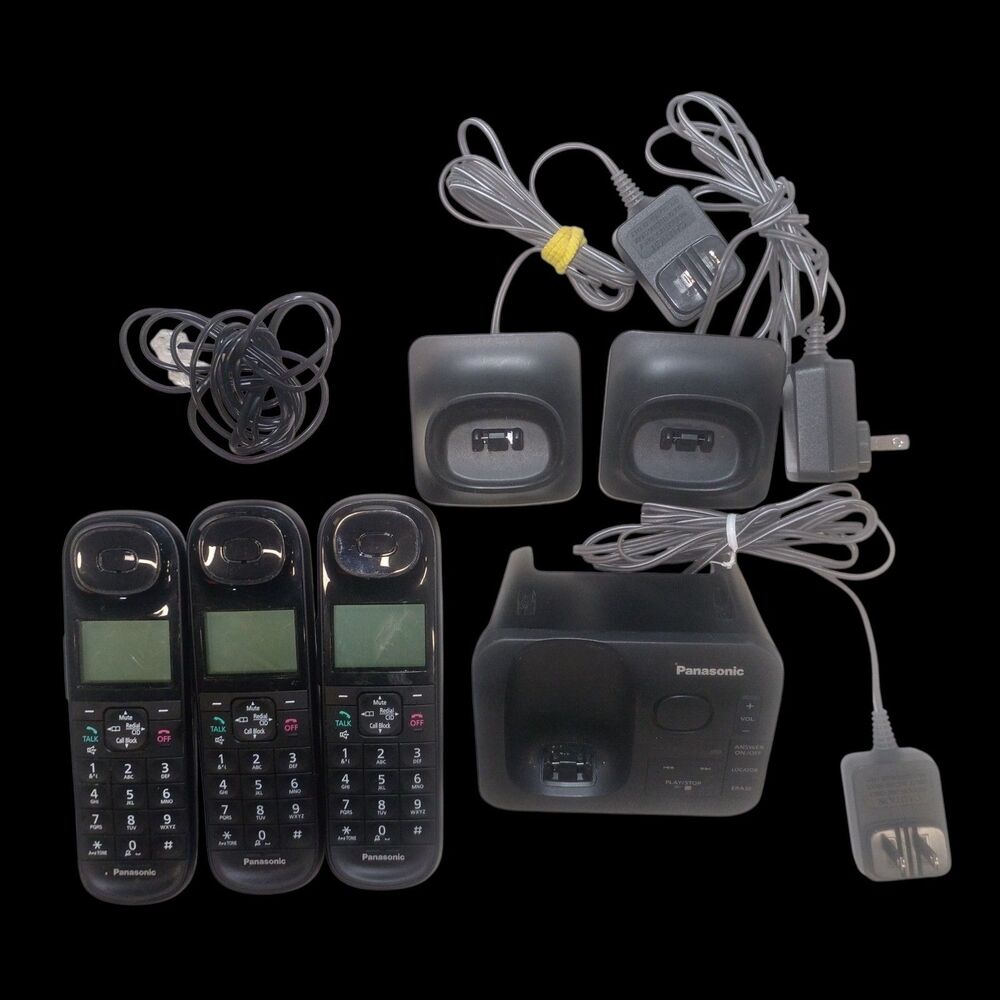 PANASONIC KX-TGL430 B Cordless Phones Answering Machine w/ 3 Handsets & Batterys